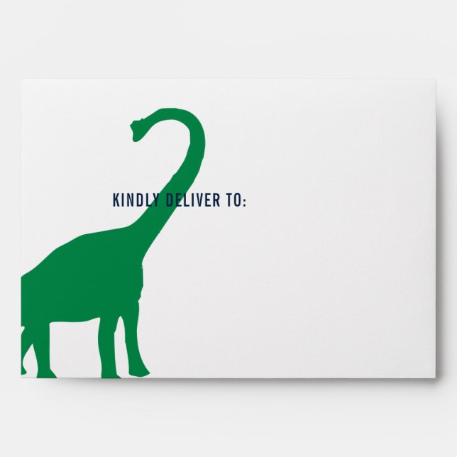 Preppy Boy Dinosaur Birthday Party Lined Envelope (Front)