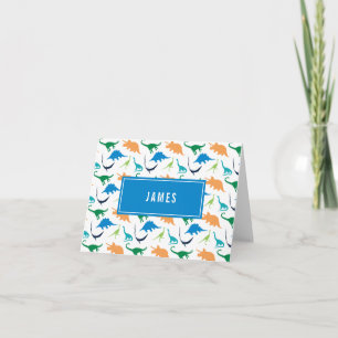 Preppy Boy Dinosaur Personalised Thank You Notes