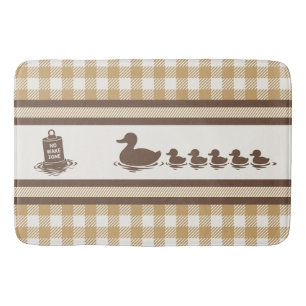 Preppy Boys Duck & Gingham-  Chocolate Brown Khaki Bath Mat