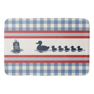 Preppy Boys Duck & Gingham- Navy Red Smoke Blue Bath Mat