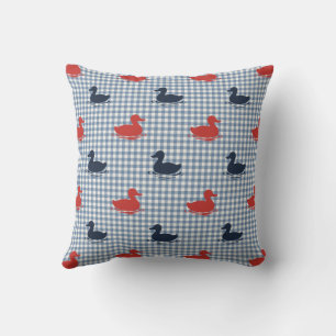 Preppy Boys Duck & Gingham Navy Red Smoke Blue Cushion