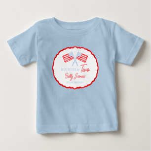 Preppy Boys Red White & Two Patriotic Birthday Baby T-Shirt