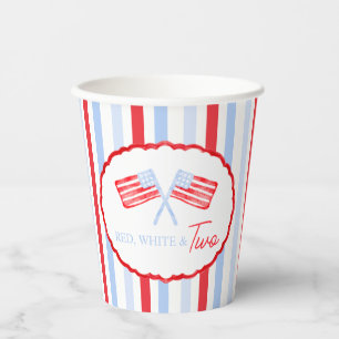 Preppy Boys Red White & Two Patriotic Birthday Paper Cups