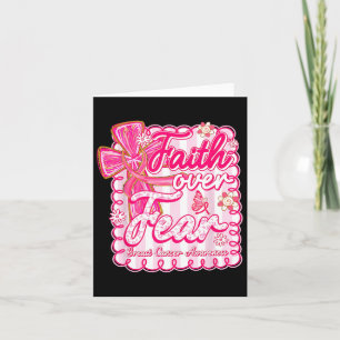 Preppy Breast Cancer Faith Over Fear Coquette Pink Card