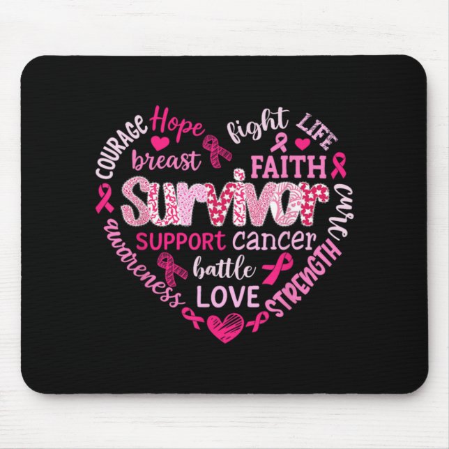 Preppy Breast Cancer Fight Suprt Hope Strength P  Mouse Pad (Front)
