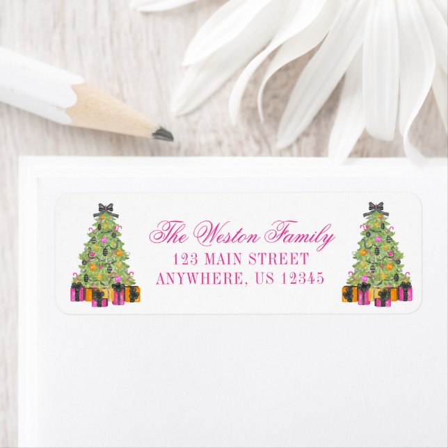 Preppy Bright Glamour Christmas Tree Address (Insitu)