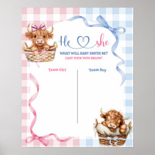 Preppy Bull or Heifer Gender Reveal Voting Board Poster