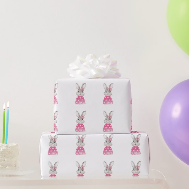 Preppy Bunny Rabbit Bow Wrapping Paper (Party Gifts)