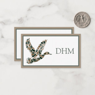 Preppy Camouflage Mallard Duck Monogram Card
