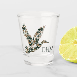 Preppy Camouflage Mallard Duck Monogram Shot Glass