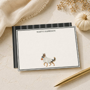 Preppy Charcoal Stripe Halloween German Shepherd Stationery