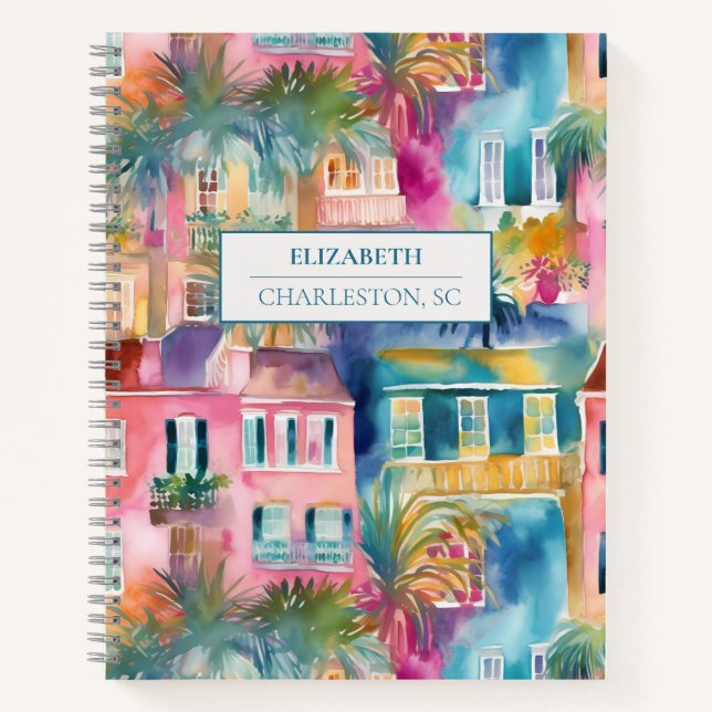 Preppy Charleston Houses Personalised Journal (Front)