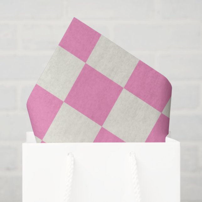 Preppy Checkerboard Pink White Mod Retro Tissue Paper (Gift Bag)