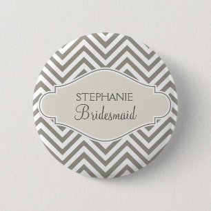 Preppy Chevron Stripe Modern Monogrammed Name 6 Cm Round Badge