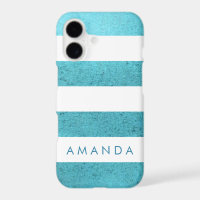 Preppy chic BLUE GLITTER Striped personalised