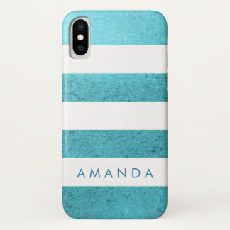 Preppy chic BLUE GLITTER Striped personalised Case-Mate iPhone Case