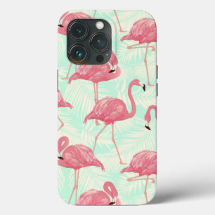 Preppy Chic Elegant Pink Flamingo Pattern iPhone 13 Pro Case