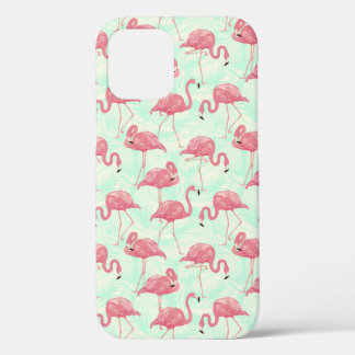 Preppy Chic Elegant Pink Flamingo Pattern iPhone 12 Case