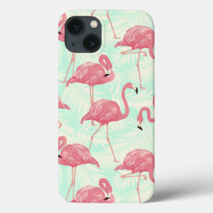 Preppy Chic Elegant Pink Flamingo Pattern iPhone 13 Case