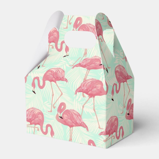Preppy Chic Elegant Pink Flamingo Pattern Favour Box (Front Side)