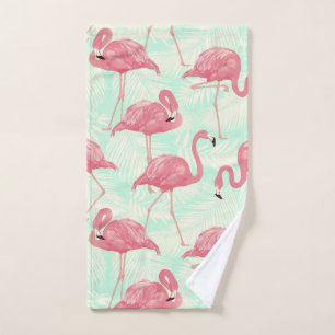 Preppy Chic Elegant Pink Flamingo Pattern Hand Towel