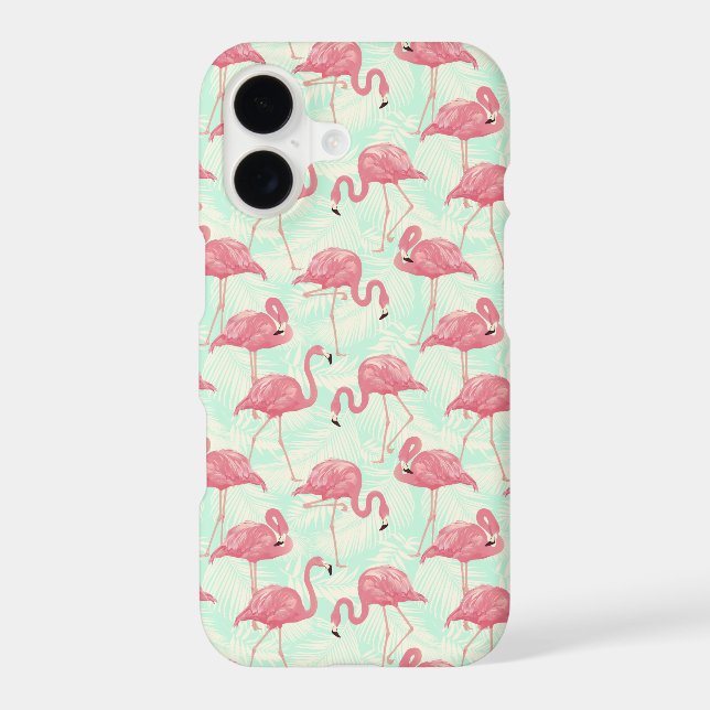 Preppy Chic Elegant Pink Flamingo Pattern iPhone Case (Back)
