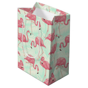 Preppy Chic Elegant Pink Flamingo Pattern Medium Gift Bag