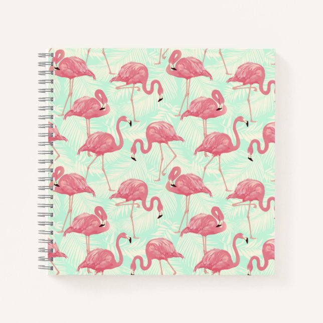 Preppy Chic Elegant Pink Flamingo Pattern Notebook (Front)