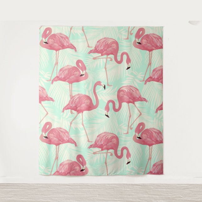 Preppy Chic Elegant Pink Flamingo Pattern Tapestry (Front)