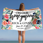 Preppy Chic Floral Honeymoon Gifts Personalised  Beach Towel<br><div class="desc">What better way to kick off a marriage than with a personalised beach towel for the bride and groom? These elegant custom name beach towels are the perfect gift for a couple honeymooning or enjoying a romantic getaway. Each towel is personalised with the couple's names and wedding date, making them...</div>