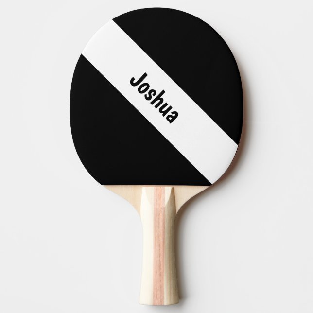 Preppy Chic White and Black Personalised Name Ping Pong Paddle (Front)