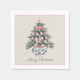 Preppy Chinoiserie Christmas Tree Personalised Napkin