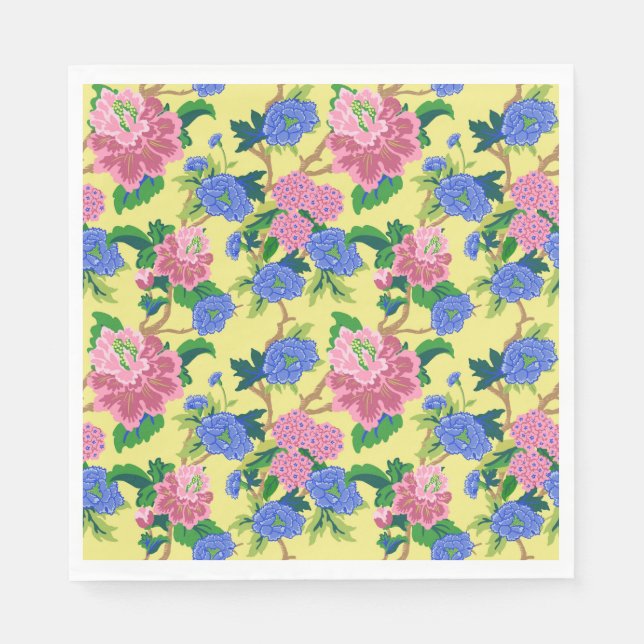 Preppy Chinoiserie Floral Napkin (Front)