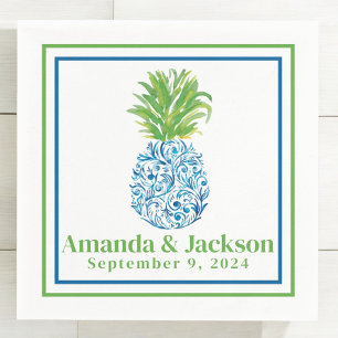 Preppy Chinoiserie Pineapple Custom Wedding Napkin