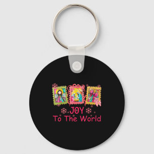 Preppy Christian Christmas Joy Coquette Jesus Nati Key Ring