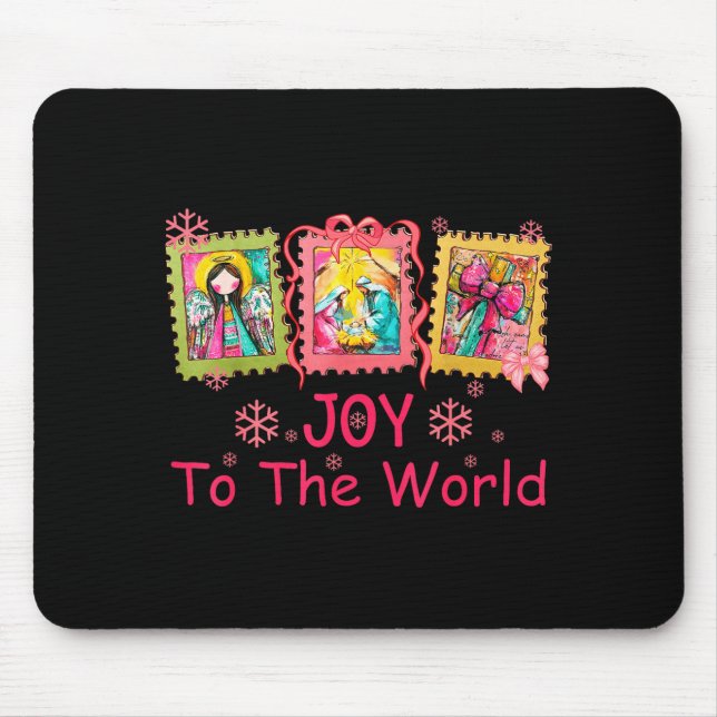 Preppy Christian Christmas Joy Coquette Jesus Nati Mouse Pad (Front)