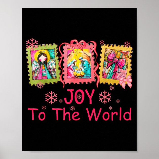 Preppy Christian Christmas Joy Coquette Jesus Nati Poster (Front)