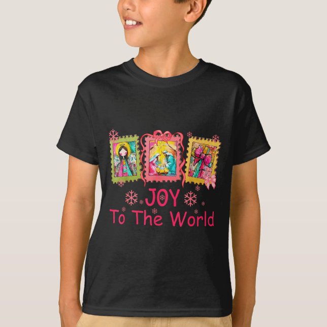 Preppy Christian Christmas Joy Coquette Jesus Nati T-Shirt (Front)