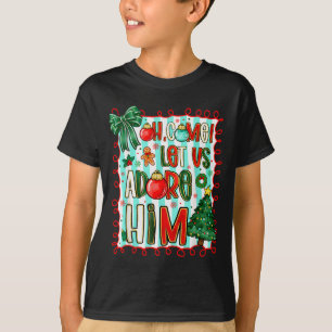 Preppy Christian Oh Come Let Us Adore Him Christma T-Shirt