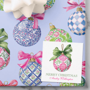 Preppy Christmas Baubles Ornaments Card