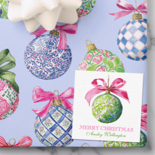 Preppy Christmas Baubles Ornaments Card