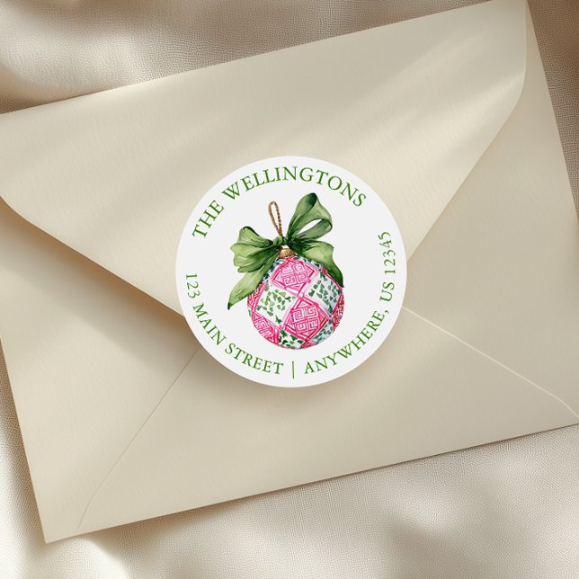 Preppy Christmas Baubles Ornaments Classic Round Sticker (Creator Uploaded)