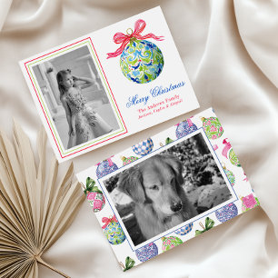 Preppy Christmas Baubles Ornaments Photo Holiday