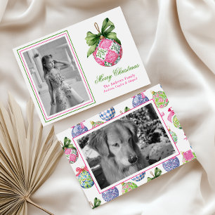 Preppy Christmas Baubles Ornaments Photo Holiday