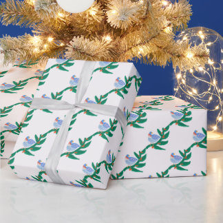 Preppy Christmas Bird Wrapping Paper