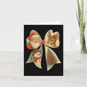 Preppy Christmas Coquette Bow Reindeer Snowman San Card