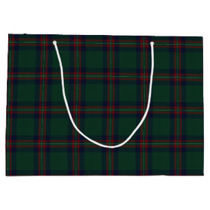 Preppy Christmas Dark Green Plaid Large Gift Bag