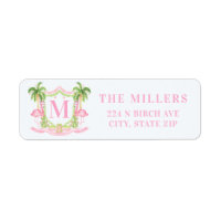 Preppy Christmas Flamingo Crest Monogram