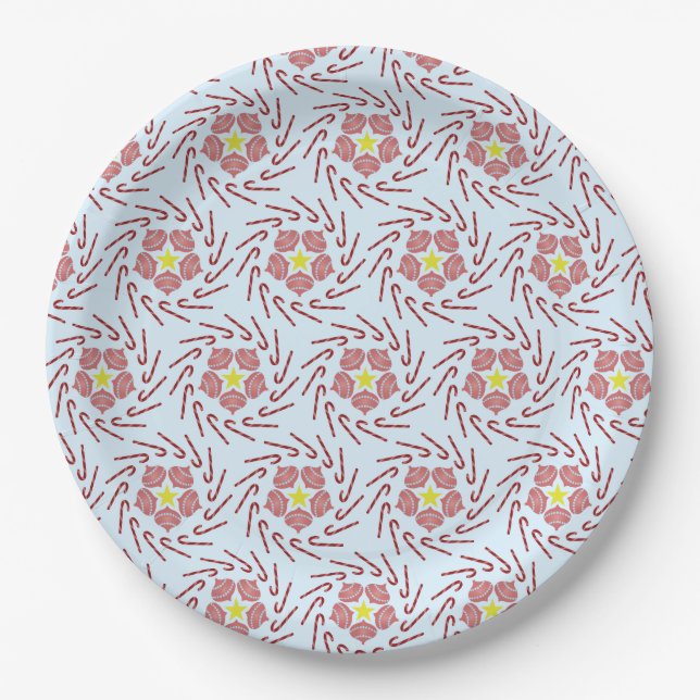 Preppy Christmas Pinwheel Paper Plate (Front)