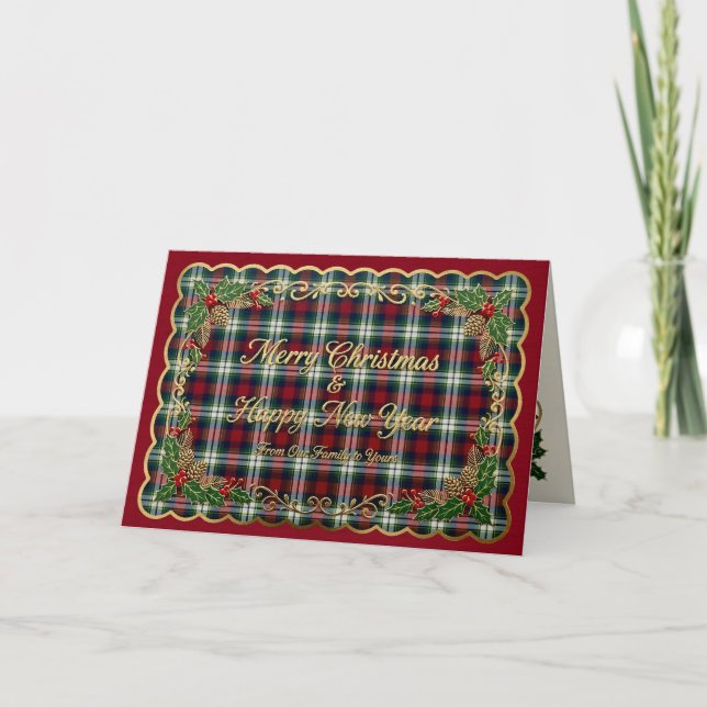 Preppy Christmas Plaid  Holiday Card (Front)